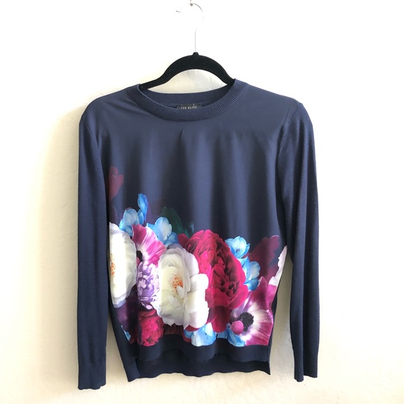 Ted Baker London Tops - Ted Baker Navy blue sweater blouse long sleeve